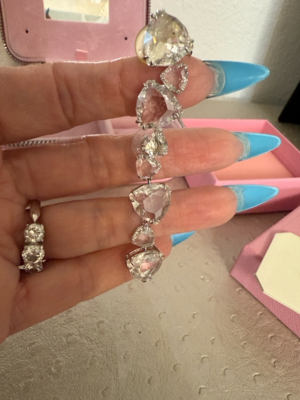 Swarovski Asymmetric 1  Ear cuffs , silver crystal preowned mint condition - Picture 3 of 7